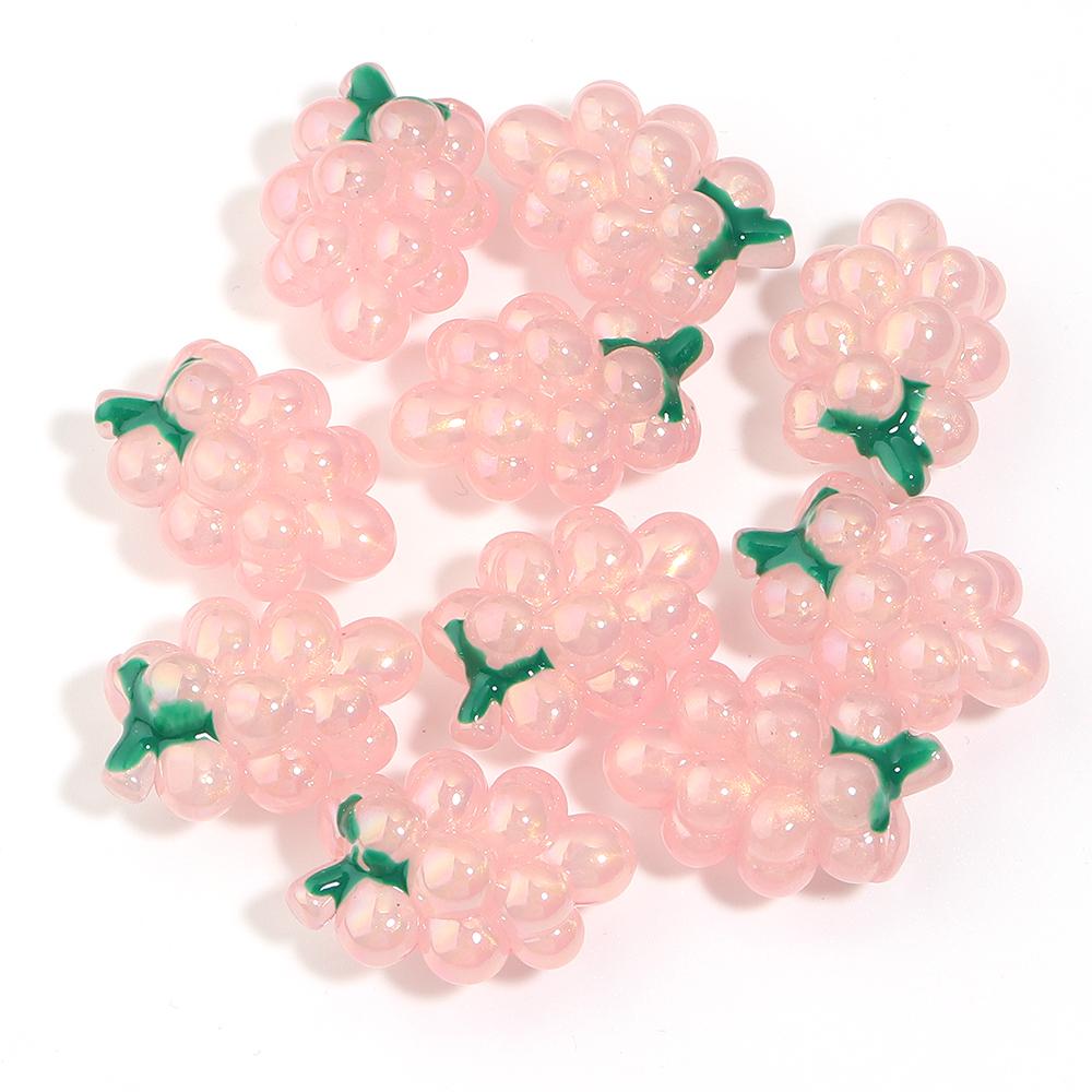 10pcs/lot Plated Colored Acrylic Beads Cute Grape Shaped Big Hole Loose Spaced Beads For DIY Headwear Hairpins Decor Accessories