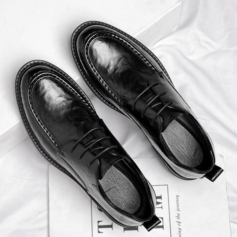 Leather shoes men's 2025 British business dress men's leather shoes casual height increase 8CM wedding groom shoes