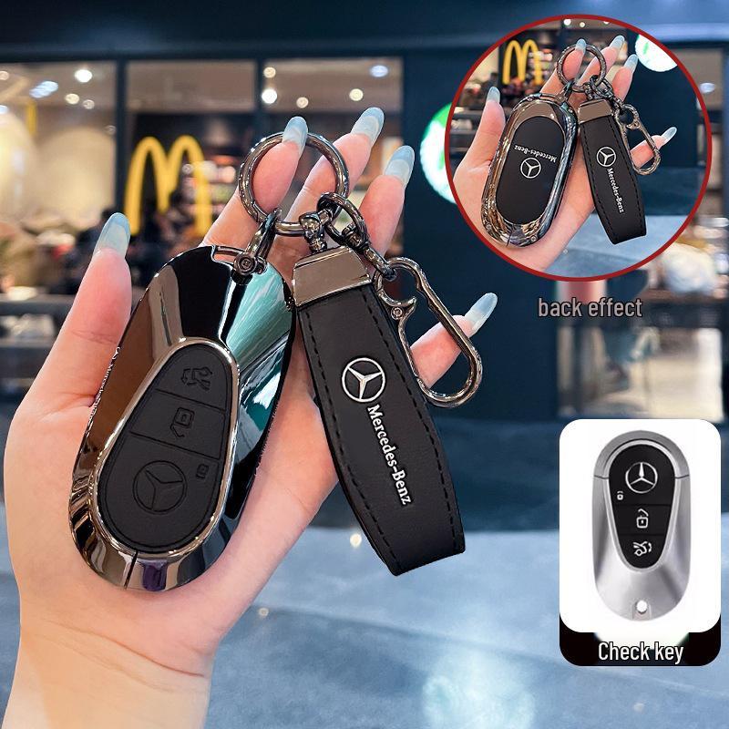 Mercedes Car Key Case for C300L/E260L, GLA200L, GLC/GLE350, GLB220L Modelle – Men's Buckle Bag.