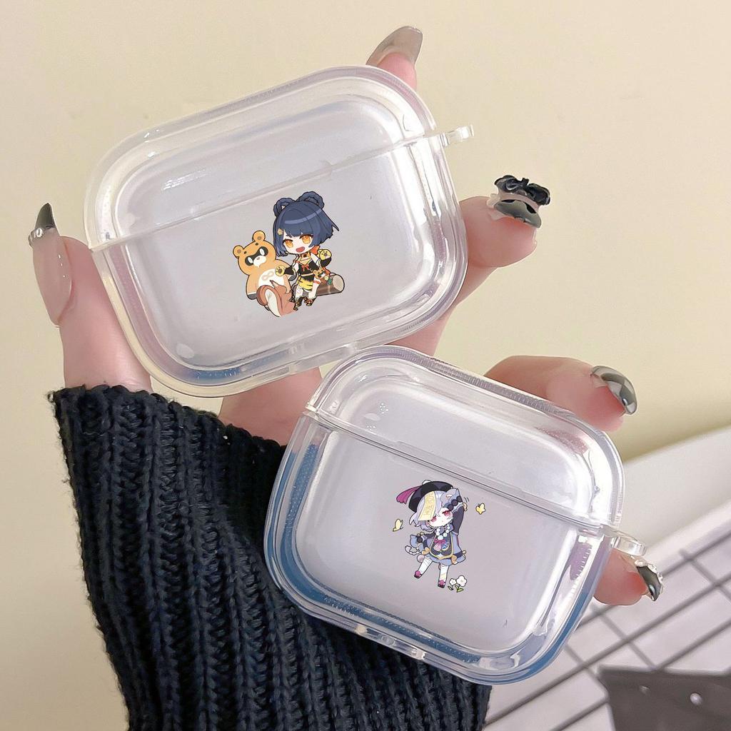 Genshin Impact klee Qiqi xiao Case for Apple Airpods 2 1 Earphone Cases With Hook For Airpod Pro 3 Pro2 Clear Protective Covers