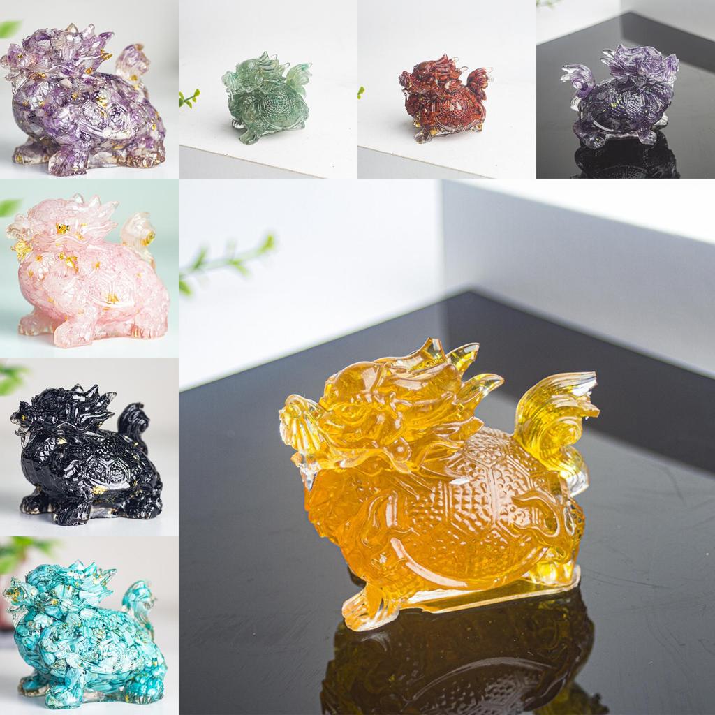 Crystal Turtle Resin Decor With Handcrafted Gemstone For Home Living Room Gift