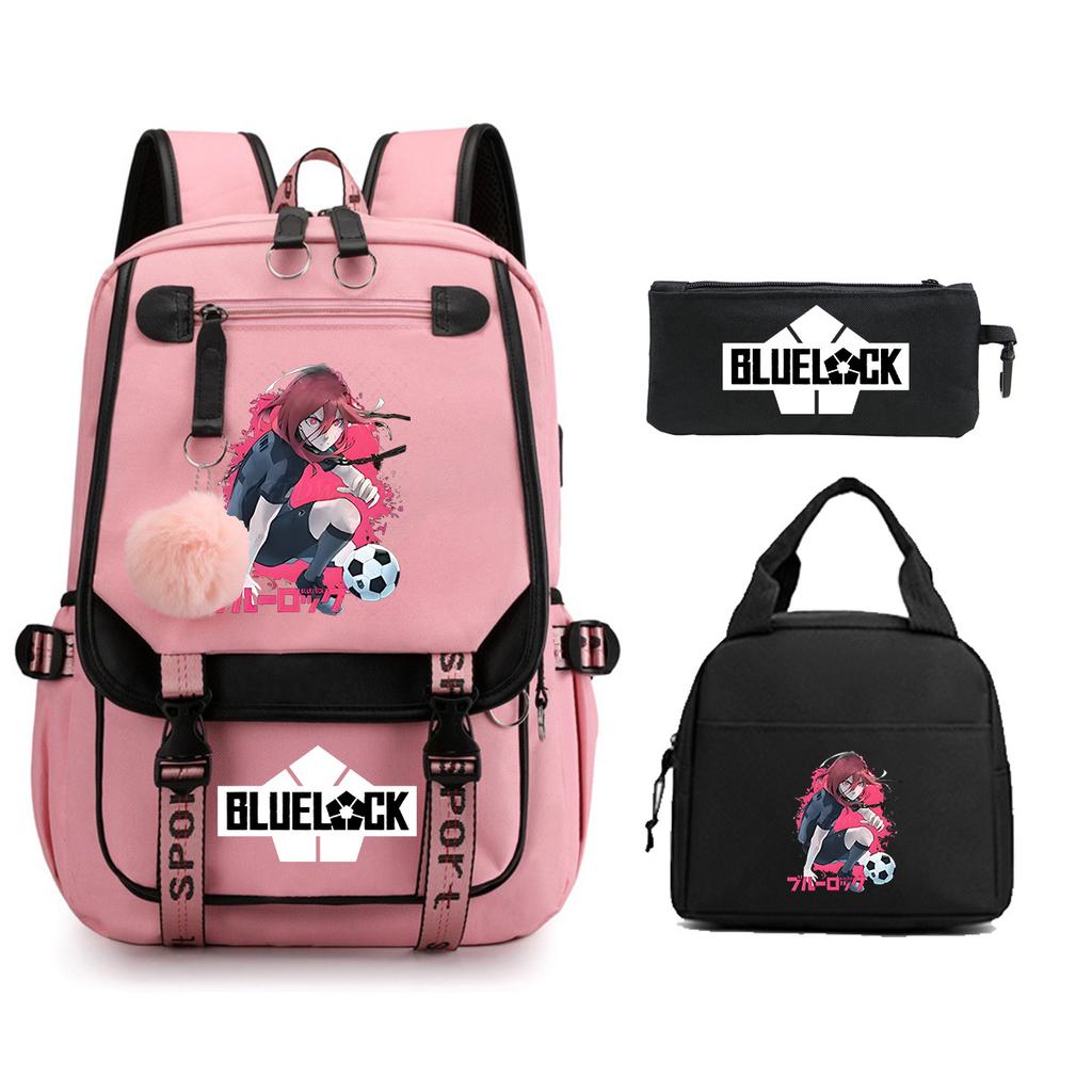Peripheral Printed Backpack Leisure Student School Bag Pencil Bag Lunch Bag Set