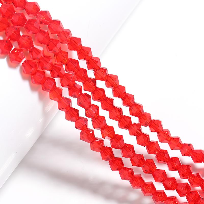 Apx 95pcs/Strand 4mm Shiny Crystal Beads Bicone Beads Faceted Glass Beads Loose Spacer Beads for Bracelet DIY Jewelry Making