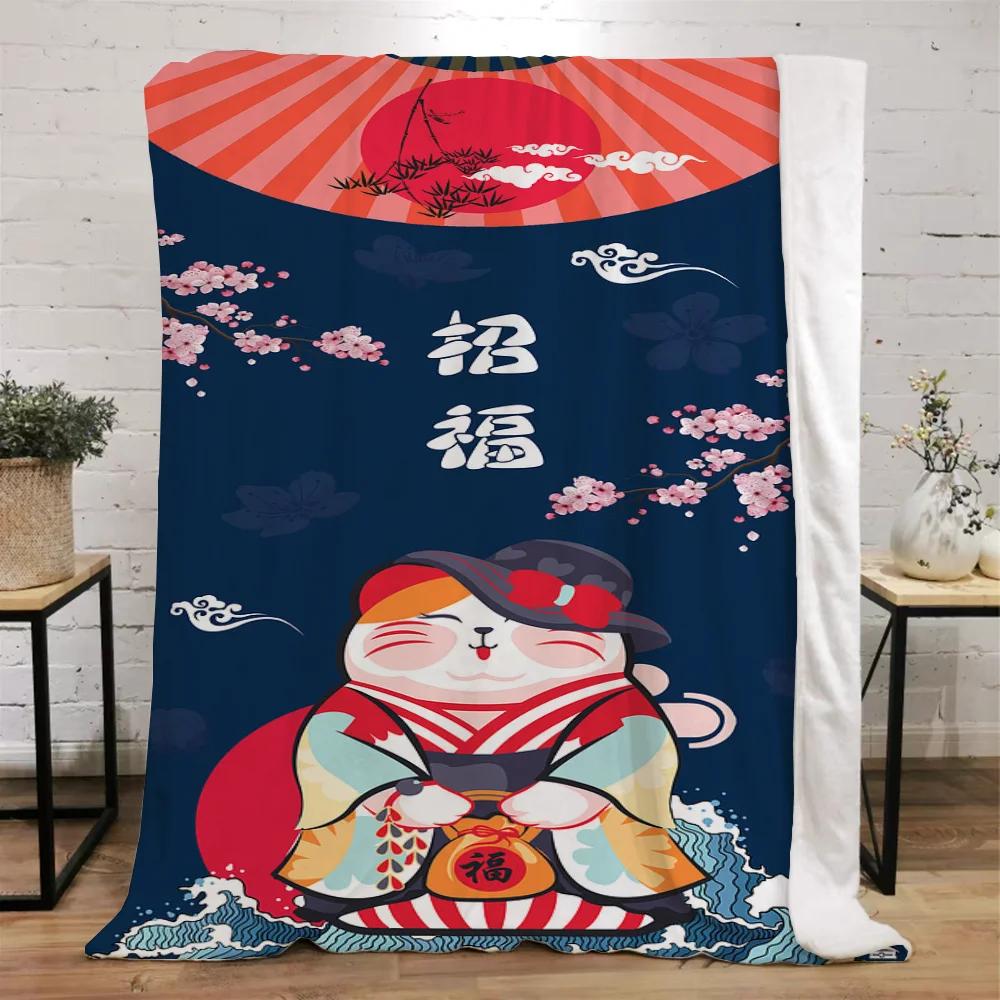 Lucky Cat Fluffy Soft Blankets & Throws Designer Throw Blanket Bed Knitted Plaid Interior for Home Luxury Bedding Beach Towel