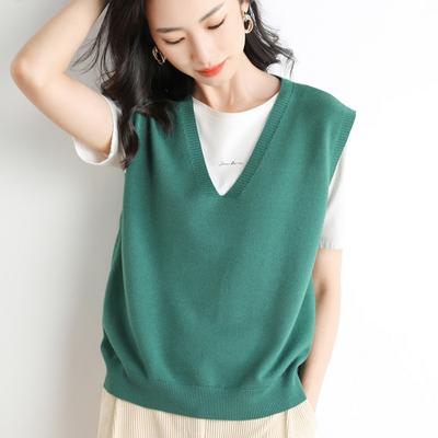 V-neck Knitted Vest for Women In Autumn and Winter Korean Style Fashionable Versatile Shoulder Style Casual Sweater for Outerwear
