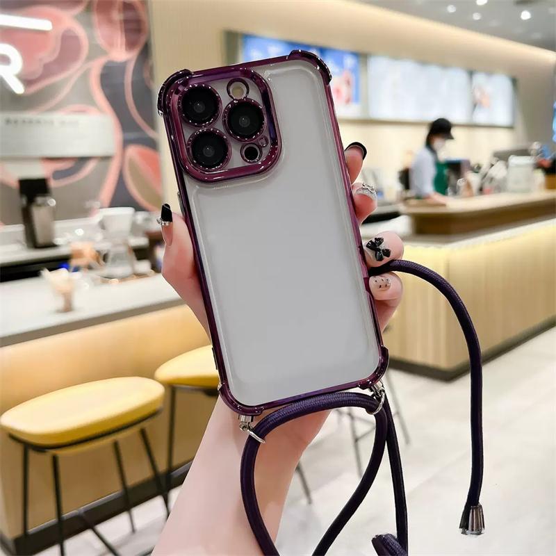 

Luxury Shockproof Phone Case For Xiaomi 15 Ultra 14T 13T 12T 12S 11i 11 Lite 13 14 Pro Crossbody Lanyard Strap Rope Pop Bumper Xiaomi 12S Pro фиолетовый