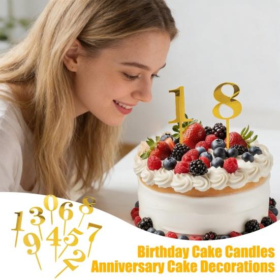 Numbers Birthday Cake Candle Holder Set Acrylic Cake Topper Reusable Party Cake Accessories for Birthdays Anniversaries Weddings