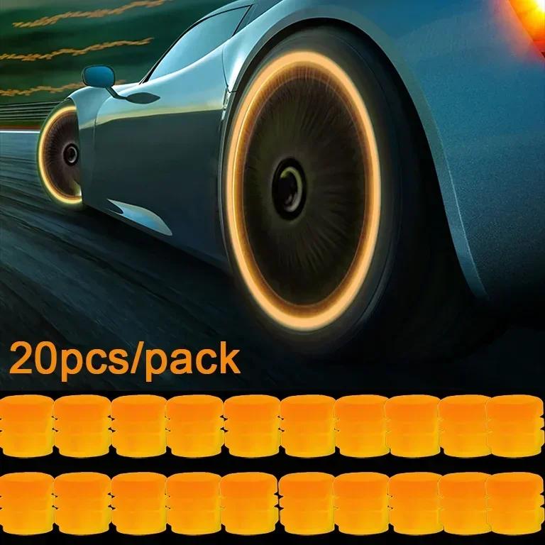 1/20pc Luminous Valve Caps Fluorescent Night Glowing Car Decor Universal Motorcycle Bicycle Dustproof Tyre Valve Decorative Stem