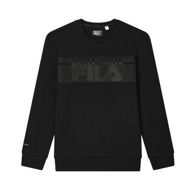 Fila White Series Buchstabenmuster Rundhals Mode Lässiger Pullover Sweatshirt Herren Sweatshirt Schwarz F11M443205F-BK