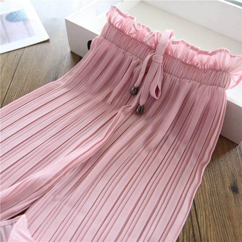 Girls' Wide-Leg Mosquito-Proof Summer Pants - Casual 9-Point Pants for Little to Big Girls