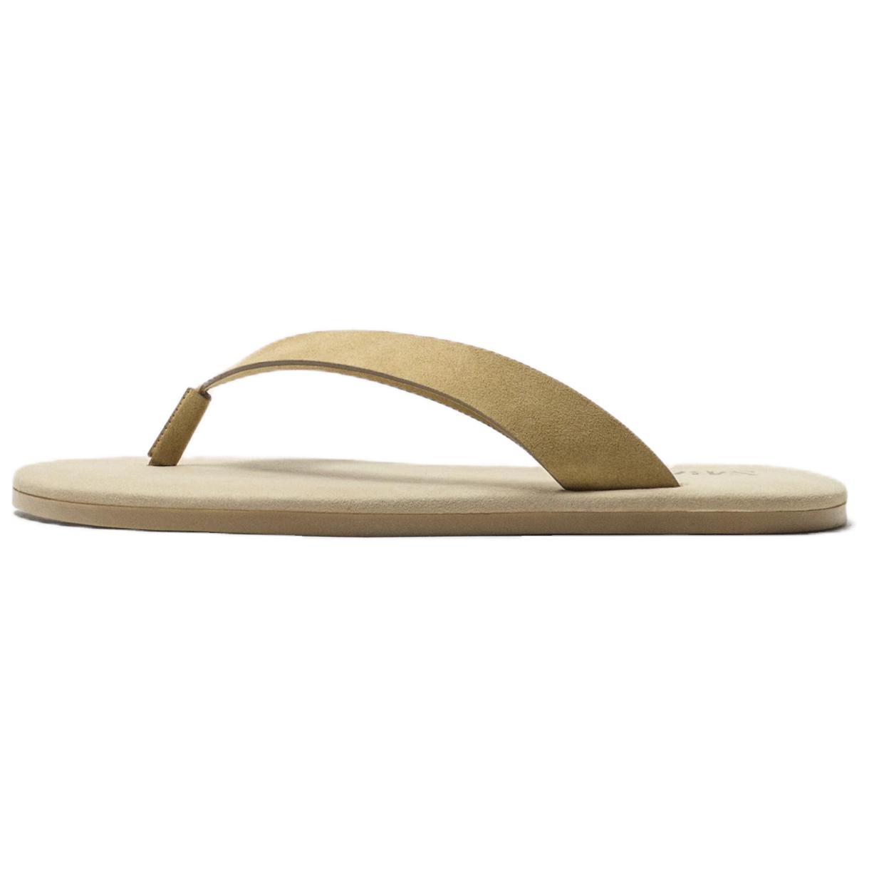 Zara Comfortable Minimalist Decorative Contrast Sole Flip Flops Men Footwear Gray Brown 12732520-38 41