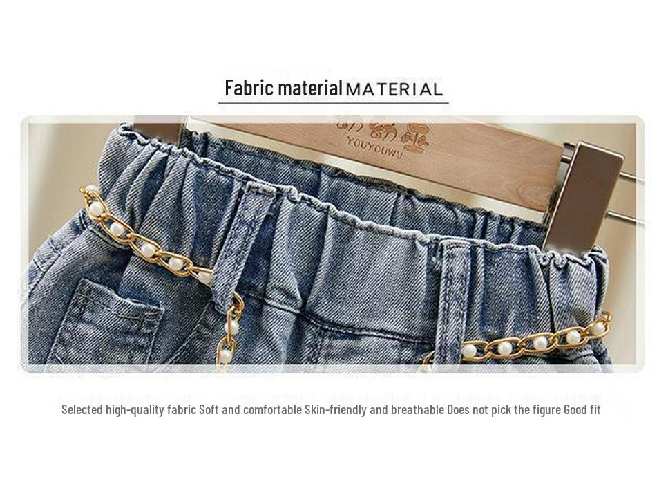 2025 Spring/Autumn Toddler Girls' Wide-Leg Loose Jeans with Frayed Hem, Korean Style