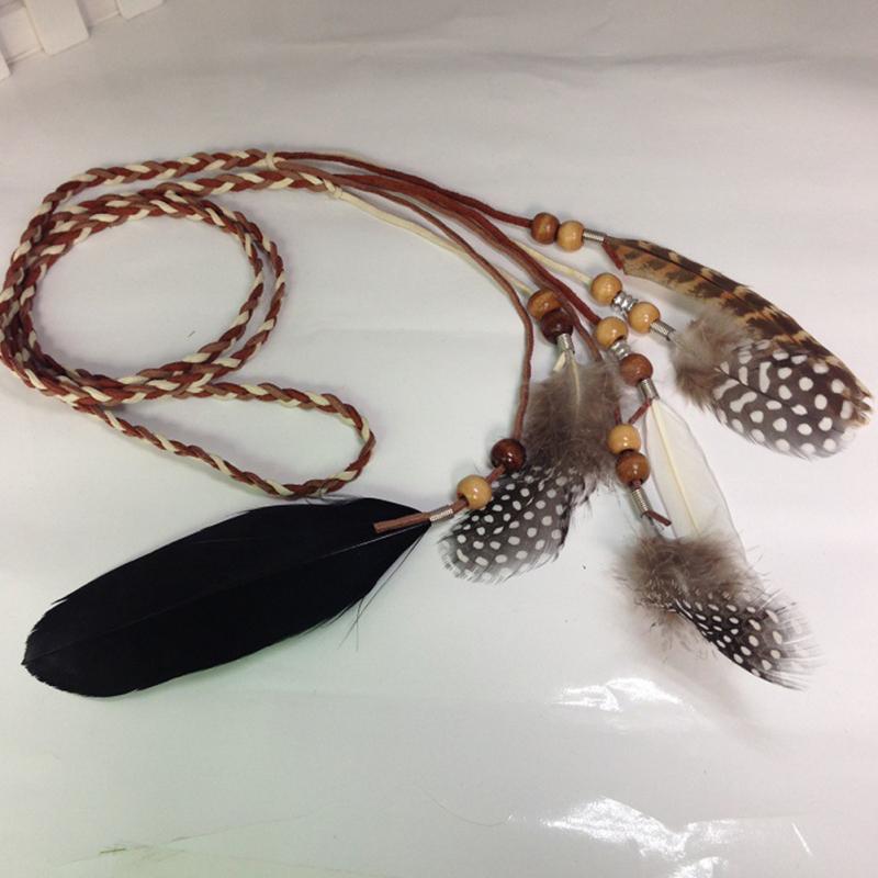 Nouvelle! Bandeau Bohème à Plumes Pour Femmes Filles Réglable Style Ethnique Tissé à la Main Bandeau Pour Fête