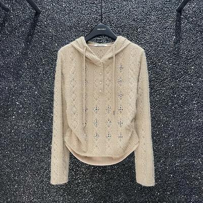 Maglieria Casual Temperamento Modelli Sottili Primavera e Autunno da Donna Maniche Lunghe con Cappuccio Top Confortevoli
