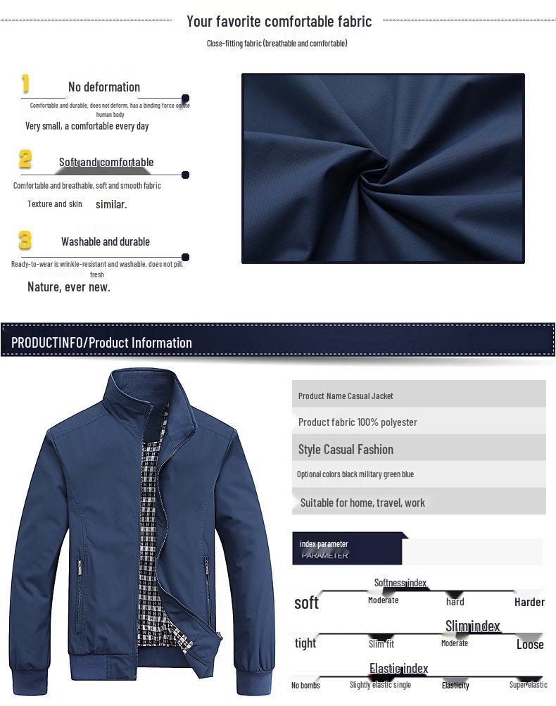 Men's Spring & Autumn Trench Coat: Casual Loose Fit Stand-Up Collar Jacket