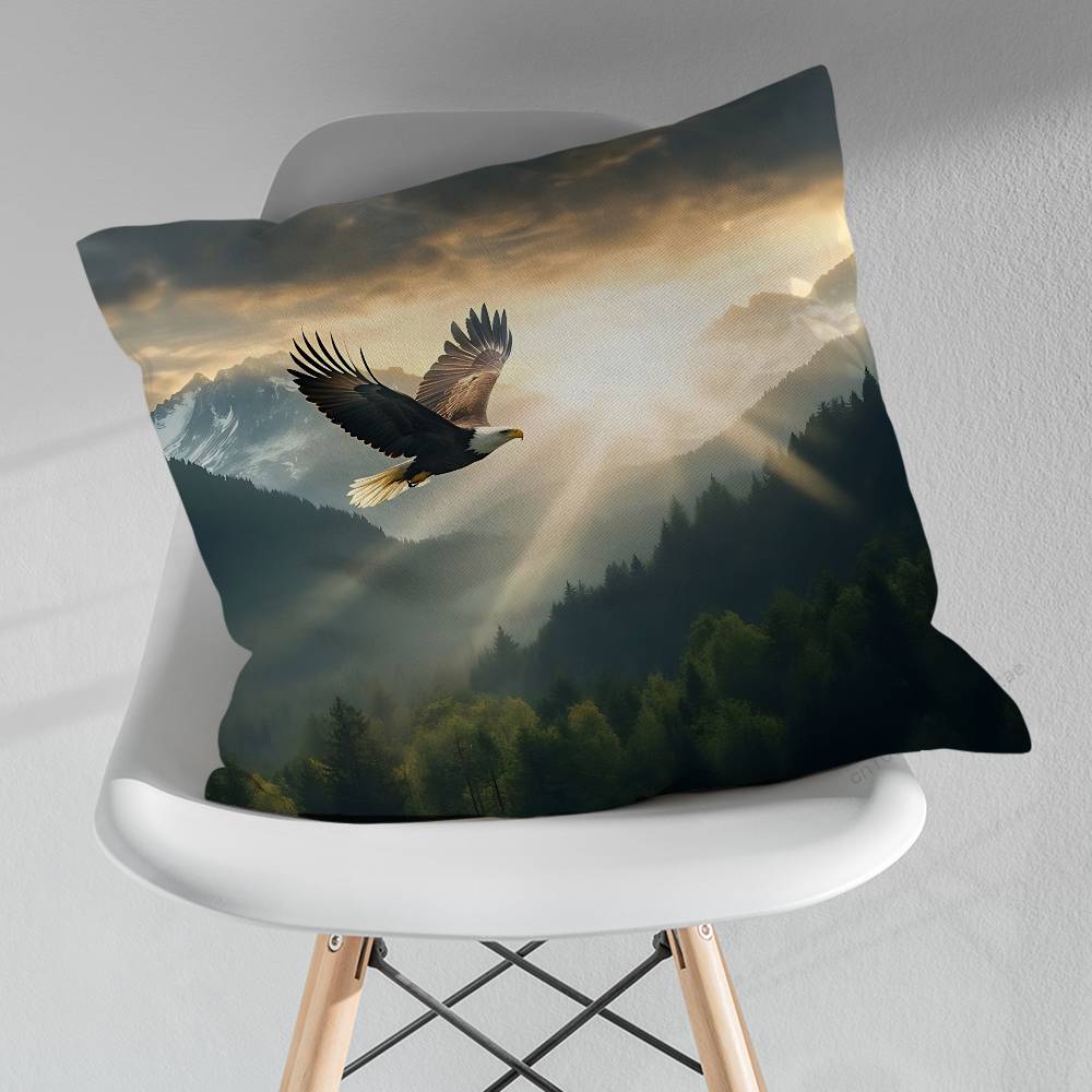 Soaring Eagle Pillowcase for Sofa Room Office Decor Printing Merchandise AllMatch Cushion Cover