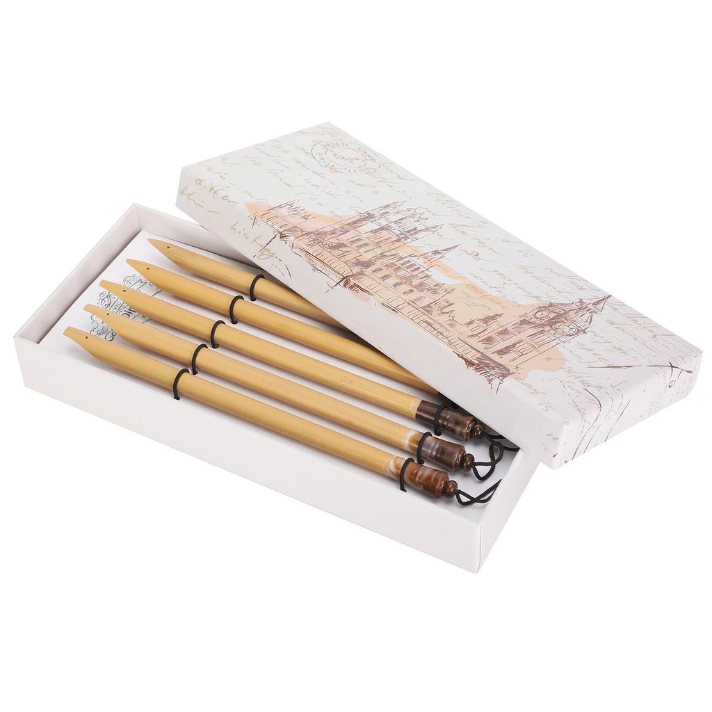 5Pcs Dip Pen Handcrafted Manga Calligraphy Vintage Bamboo Drawing Painting Kit School SuppliesNatural Bamboo Nib
