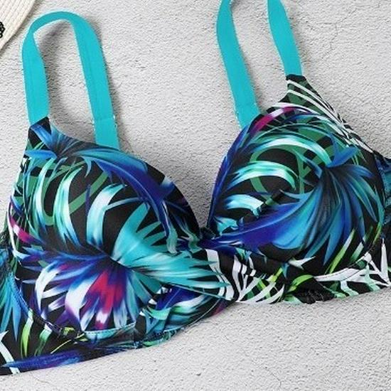 Maillot de bain bikini froncé floral européen et américain 2024