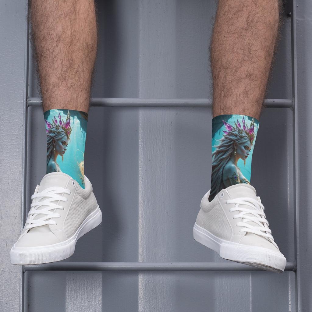 Myth Mermaid Retro Casual Socks Creative Happy Hip Hop Socks Soft Breathable Crew Socks Suitable for Sports Outdoor Travel Party