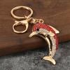 Keychain Pendant, Sparkling Rhinestones Dolphin Shape Keychain, Electroplated Surface Key Holder with Key Ring And Lobster Clasp
