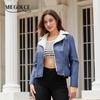 Autumn and Winter New Fur All-In-One Leather Women's Long-Sleeved Jacket Casual 5901