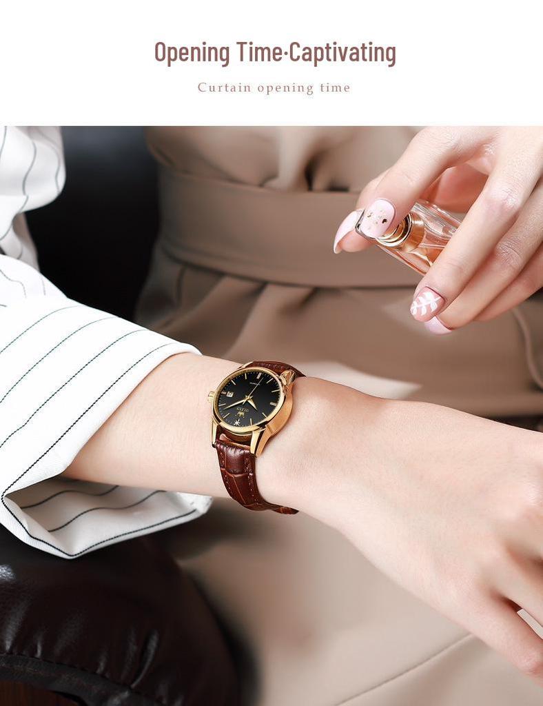Women's Classic Waterproof Leather Strap Mechanical Watch