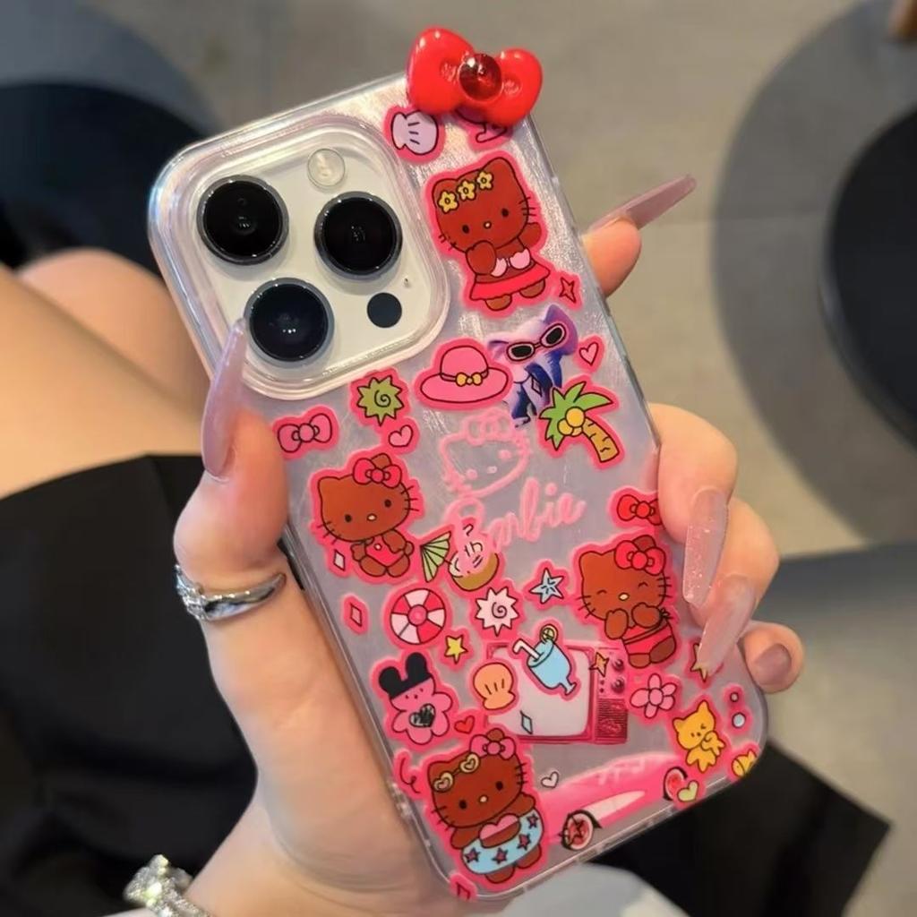 3D Bowknot Hello Kitty Phone Case For Iphone 17 16 Pro Max 17 Air 16e 15 14 13 12 11 Pro Max15 14 Plus X XS Max XR Cover Hard