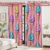 2D flat printing 2pcs Curtain Party Curtain Colorful Ice Cream Cones Digital Printed Polyester Drapes Family Party Decoration
