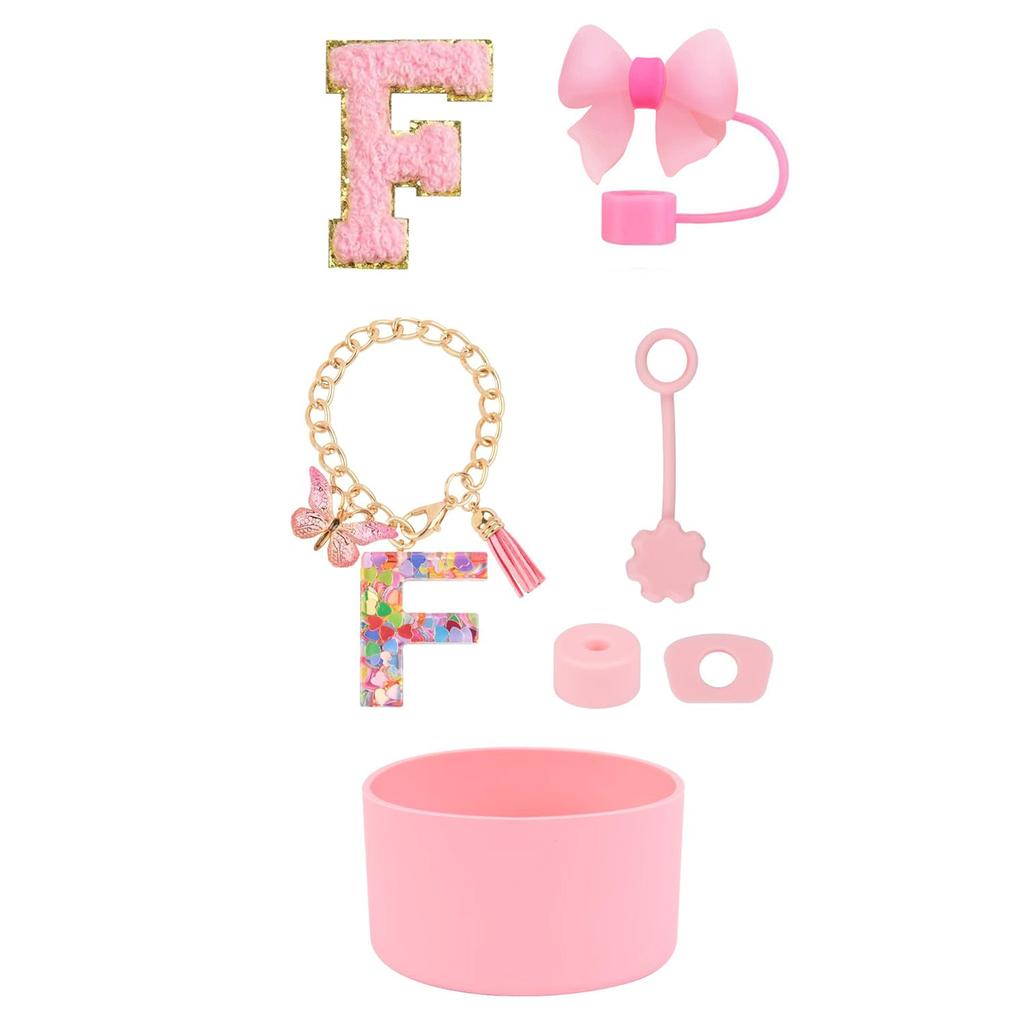 7pcs Cup Accessories Set for Stanley 30oz 40oz Tumbler Straw Cover Cap Boot Spill Proof Stopper Letter Keychain Charm Sticker