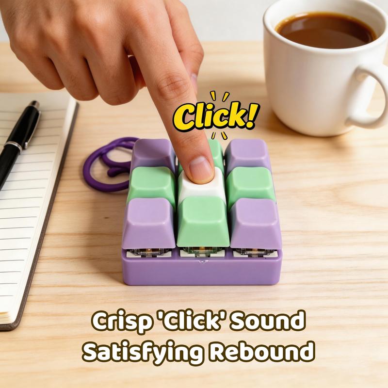 9-Key Tetris Fidget Keyboard Keychain Pressing Key Keychain Adult Stress-Relieving Finger Keyboard Key Chain Anxiety Relief Toy