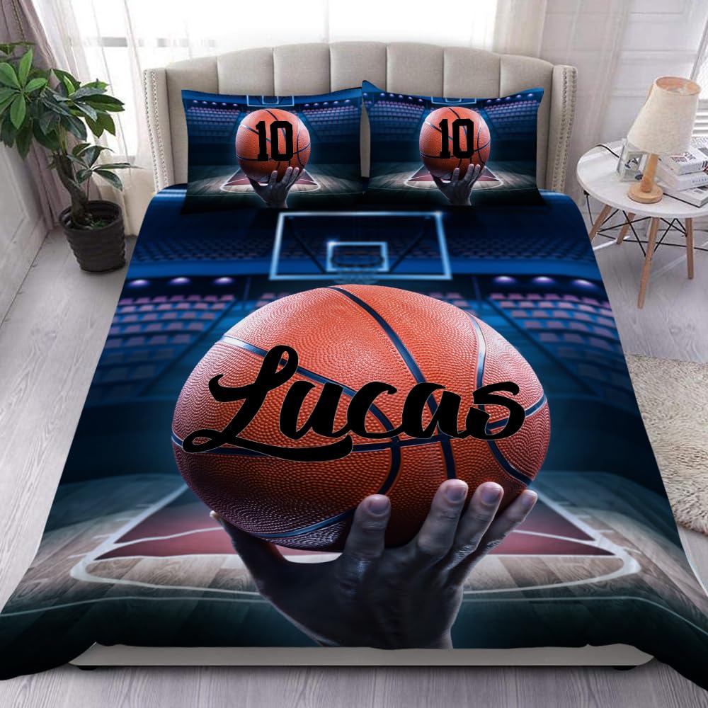 Basketplan Print Sängkläder Set Enkelstorlek, Bollsporter Spel Tematiserat Påslakan, Pojkar Spelrum Inredning Täckeöverdrag