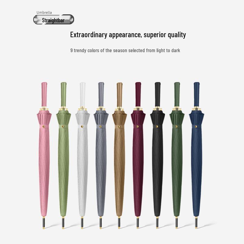 Windproof Double Canopy Umbrella with 24 Ribs and Long Handle