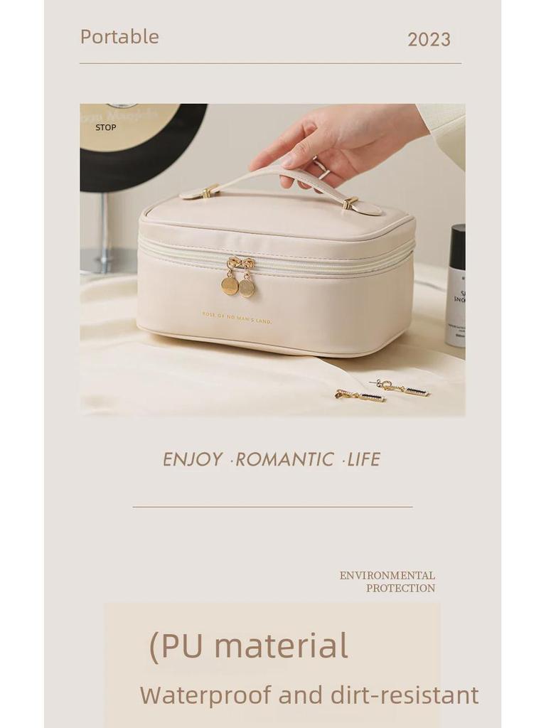High-Value Large Capacity PU Travel Toiletry Bag - Portable, Waterproof, and Stylish Cosmetic Storage