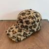 1pc Leopard Print Plush Baseball Cap,Unisex Warm Head Hat,Adjustable Buckle Closure,Lightweight Knitt,for Outdoor Travel Festive