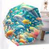 Automatischer Faltschirm mit Unterwasser-Meeresleben-Design - Schildkröten, Delfine & Bunte Fische, Oktopus & Korallenriff-Muster,