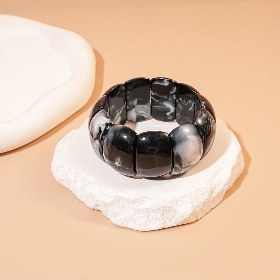 High-End European & Asian Gradient Acrylic Patchwork Bangle - Retro Exaggerated Style Wristband for Women