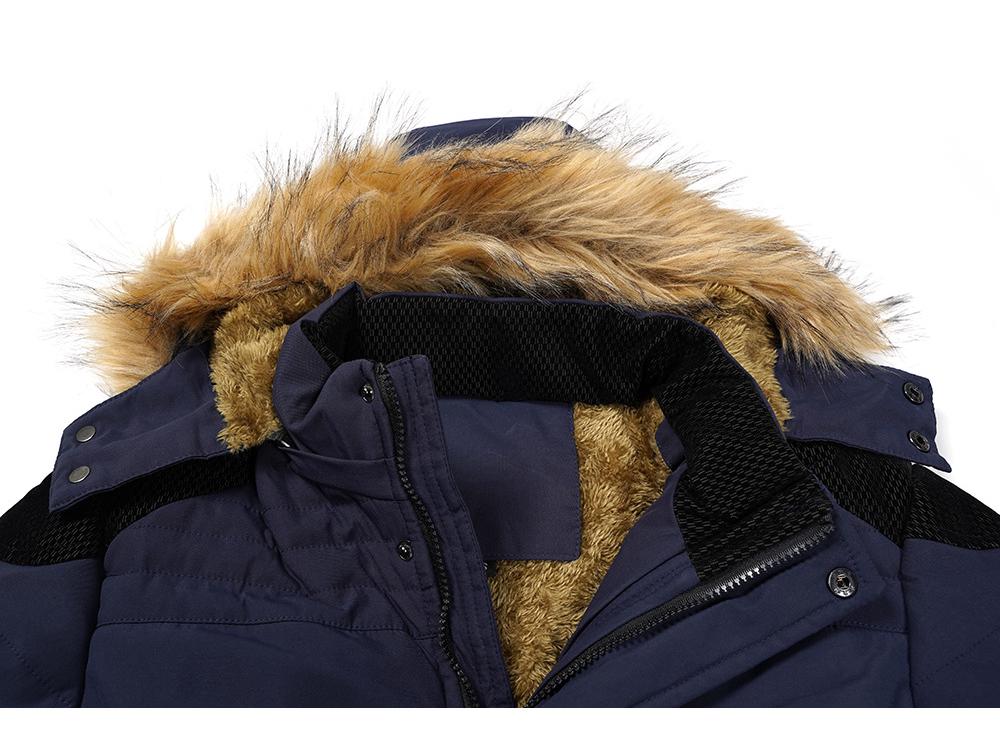 Men's Plus Size Hooded Winter Cotton Jacket with Fur Collar
