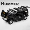 1/24 Hummer H2 slitinové modely aut, odlitky z kovu, hračky, vozidla, vysoká simulace, zvuk, světlo, kolekce, děti, vynikající dárky k narozeninám