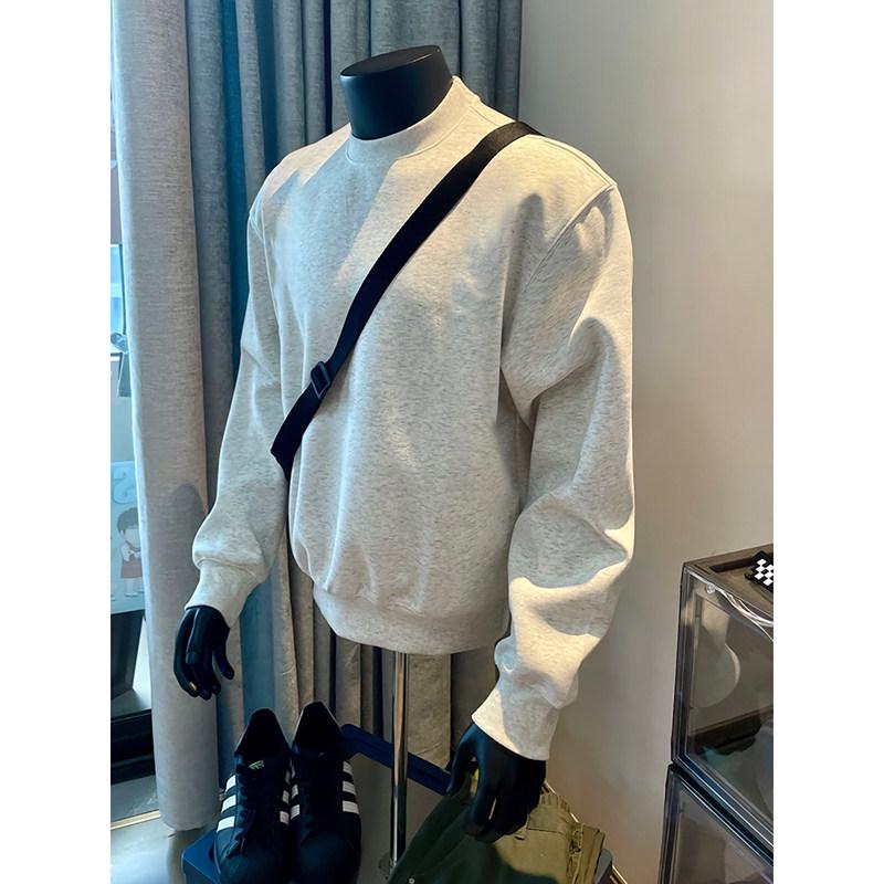 320g Heavyweight Men's Drop Shoulder Cotton Hoodie - Thick Long Sleeve Base Layer for Autumn/Winter