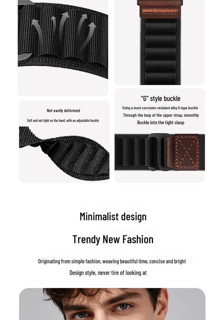 Leather Label High-Mountain Nylon Loop Strap for Samsung Watch8