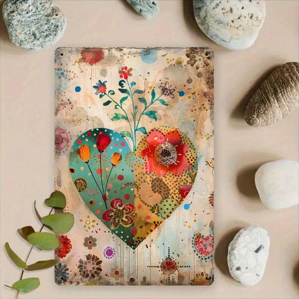 Vintage Metal Tin Sign Bird Feeding Chicks on Flowers Florist Decor For Living Room 20x30cm