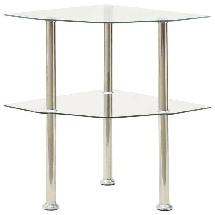 VidaXL Table d'appoint 2 niveaux Transparent 38x38x50 cm Verre trempé 322793