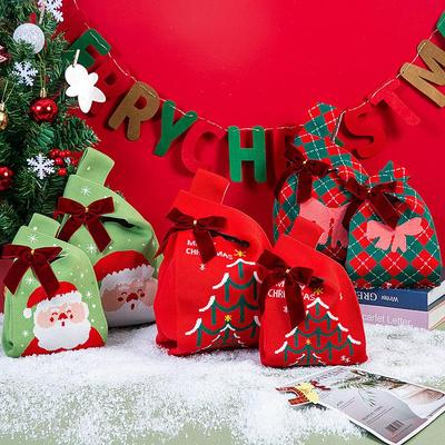 Christmas Festival Knitted Gift Bag Handheld Candy Bag Women Mini Knot Wrist Bag Cute Knitted Tote Bag Reusable Shopping Bags