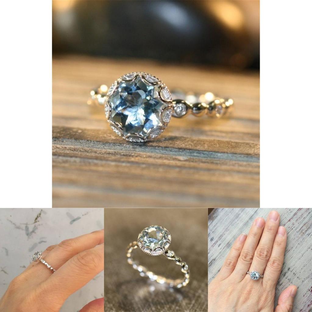 Bague Topaze Géométrique Exquise En Couleur Platine Élégante Pour Femmes Idéale Pour les Amateurs de Mode