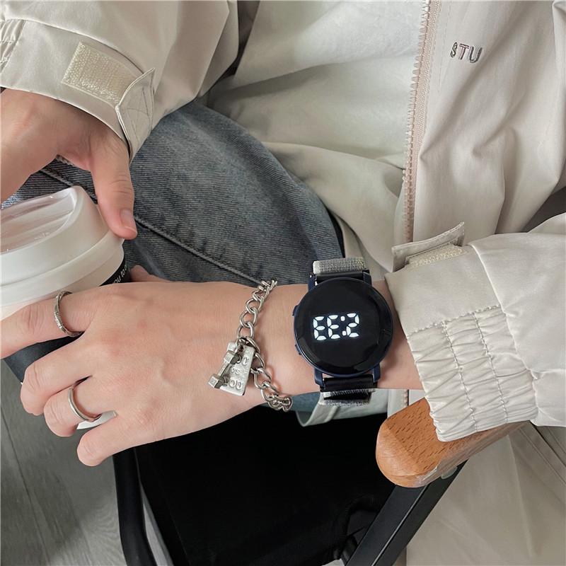 

Модные радужные красочные детские часы повседневные нейлоновые ремешки спортивные школьные студенческие детские светодиодные цифровые часы подарочные часы темно-синий