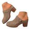 Scarpe da Donna Retro con Tacco Chunky, Schiena Scoperta, Scamosciate, Punta Tonda, Tacco Medio Sandali Bassi da Donna Sandali Huarache da Donna
