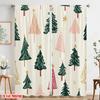 2pcs,2D Plane Printing Popular Curtain Panels Christmas Trees Festive Holiday (2) 100% Polyester (without Rod) Room Decor for