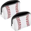 Softball Cosmetic Bag Baseball Print Makeup Bag With 2pcs White