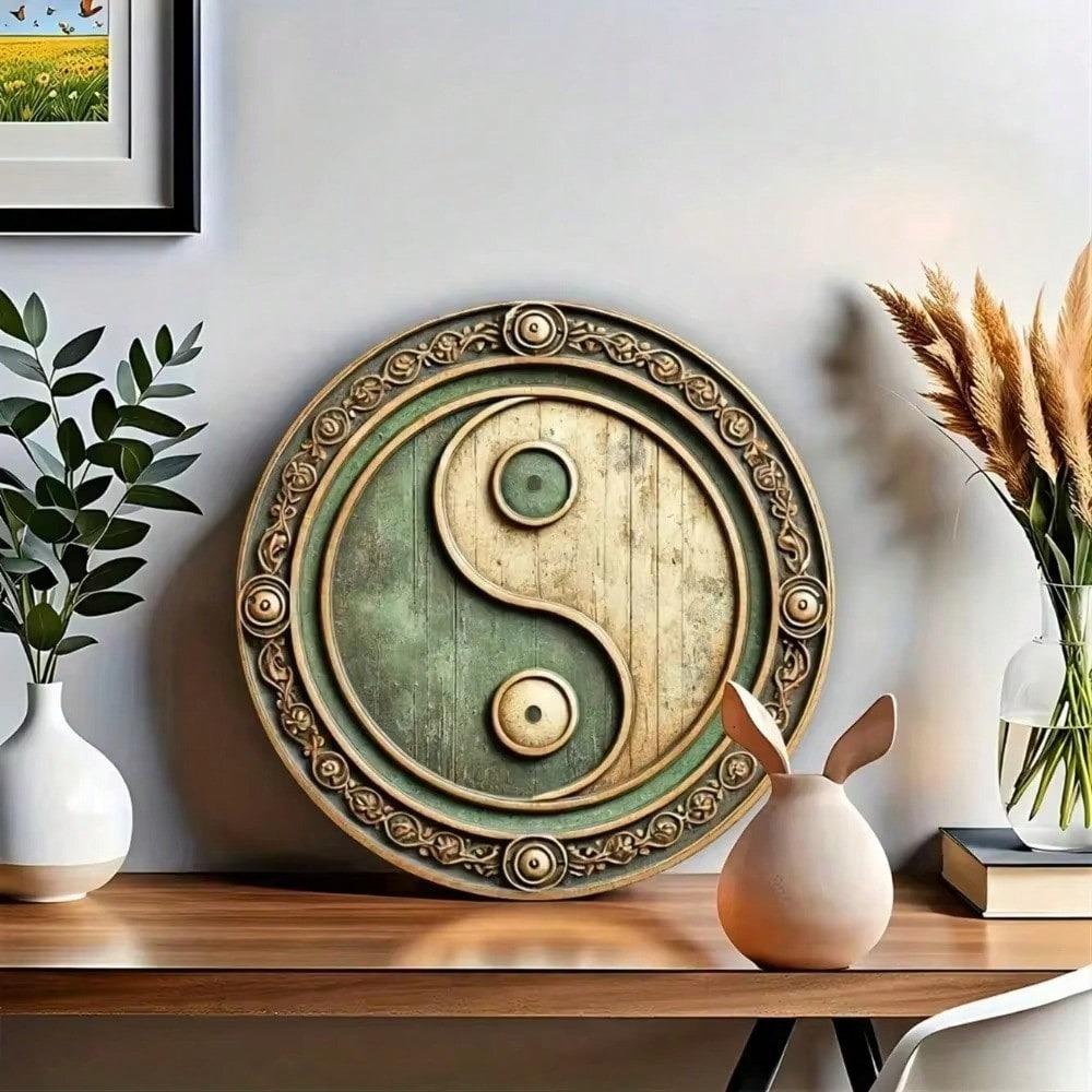 Metal Yin Yang Wall Art 20x20cm Vintage Home Decor Gift