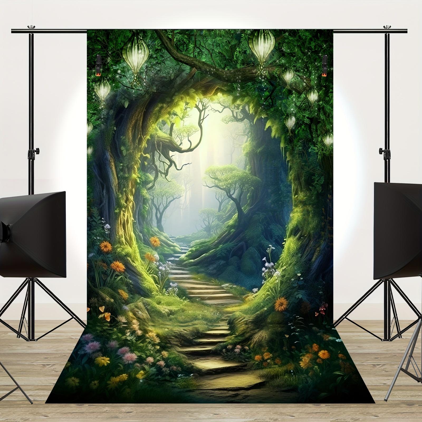 Dream Forest Tree Cave Background - large whimsical Wonderland green garden background photography 130X150cm